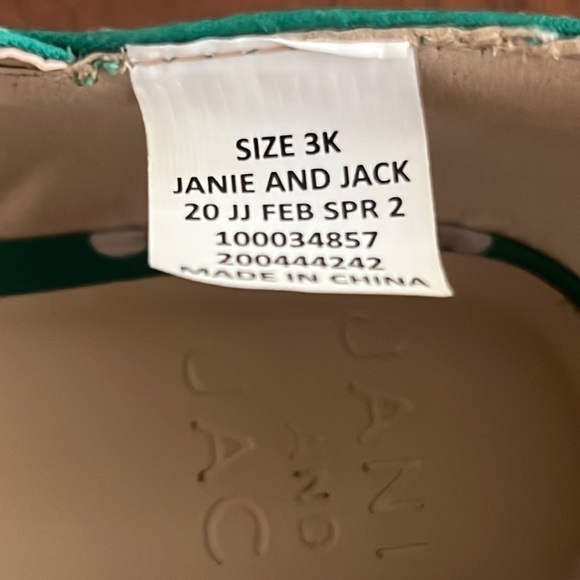 Janie and Jack, DOT BOW FLATS, green and white, size 3 - Picture 6 of 7